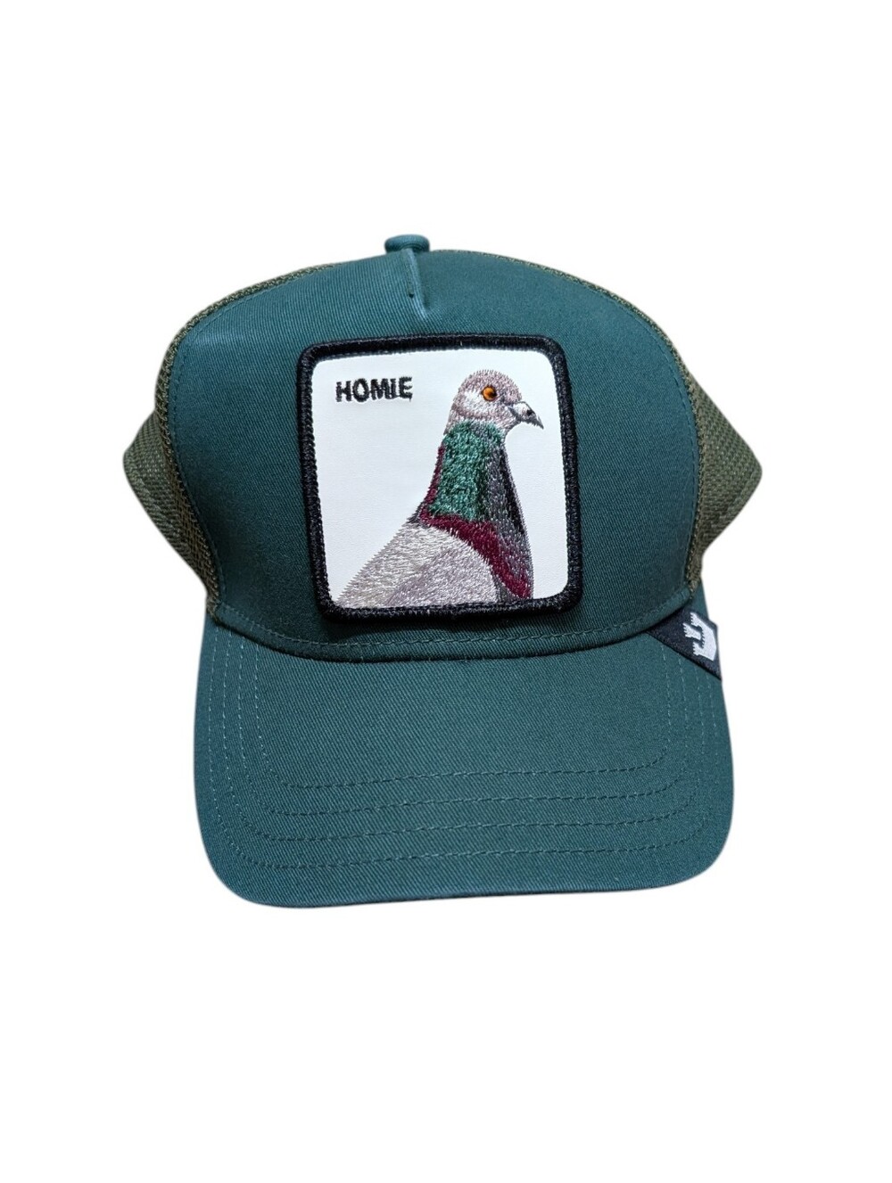 Homie Pigeon Goorin Bros The Farm Teal Green Patch Trucker Hat (One Size)